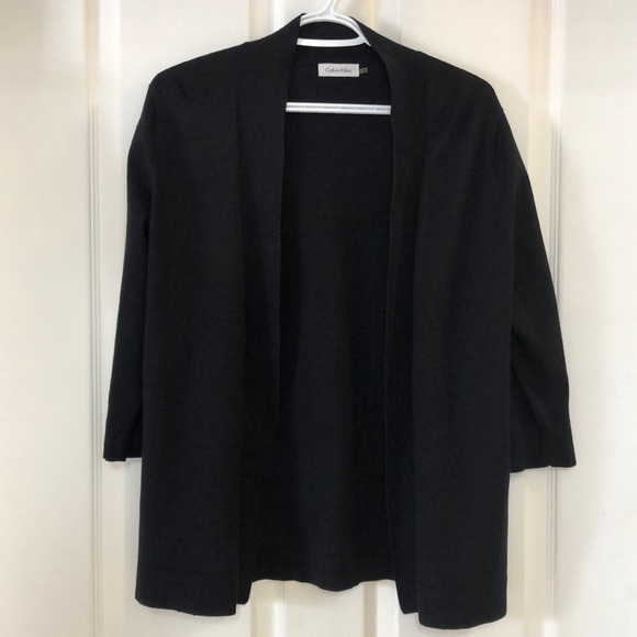 Calvin Kline Cardigan Sweater Black 3/4 sleeves size XL EUC a staple piece - Picture 1 of 8